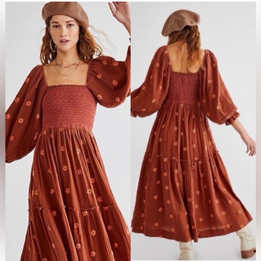 Brand New Free People Dahlia Embroidered Maxi Dress